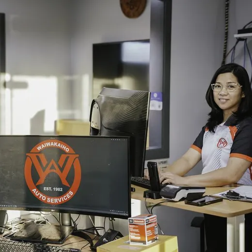 Waiwakaiho Auto Services reception and customer booking desk